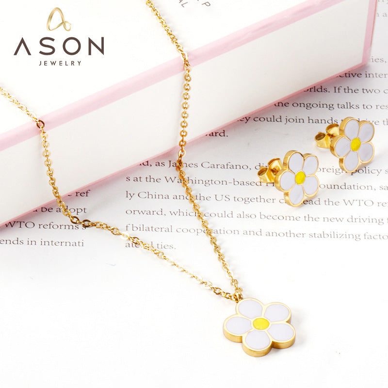 Damen Schmuckset mit blütenförmigem Anhänger und passenden Ohrsteckern Shop Nory