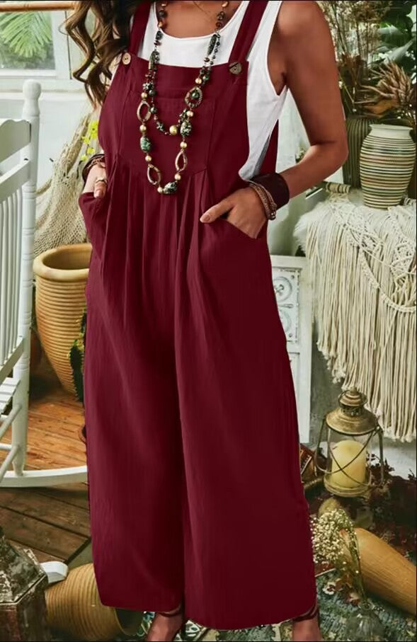 Damen Lässiger Jumpsuit mit praktischem Taschendesign und weiten Beinen