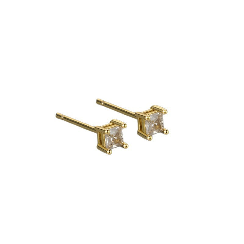 Princess-Schliff Zirkonia Ohrstecker mit Krappenfassung