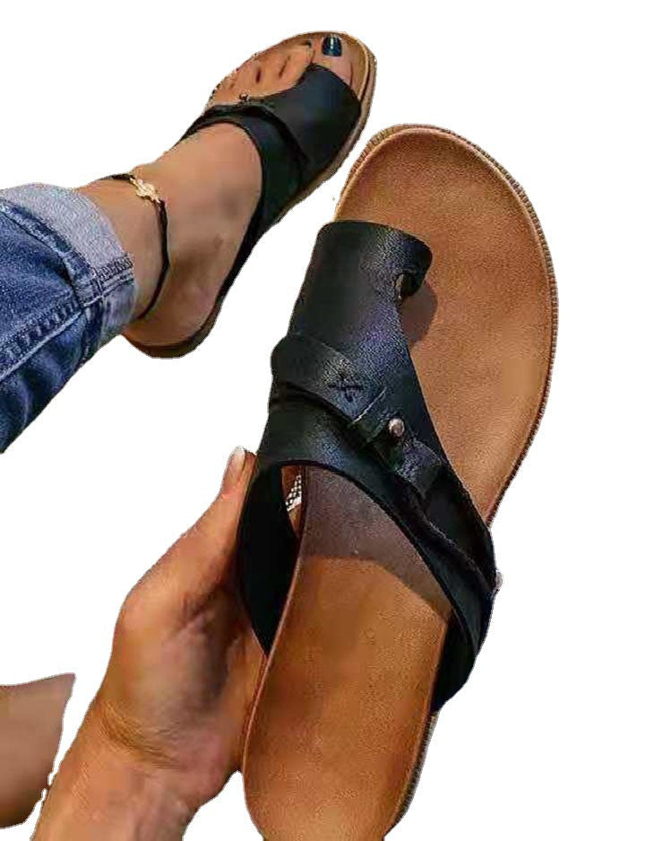Damen Leder-Pantoletten mit verstellbarem Riemen und anatomischem Fußbett