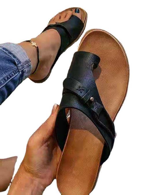 Damen Leder-Pantoletten mit verstellbarem Riemen und anatomischem Fußbett