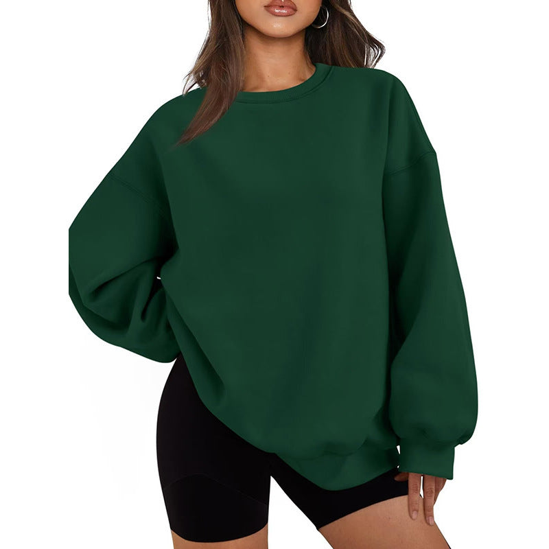 Damen nan Oversized Rundhals-Sweatshirt mit überschnittener Schulter, weichem Fleece-Innenfutter und gerippten Bündchen Shop Nory