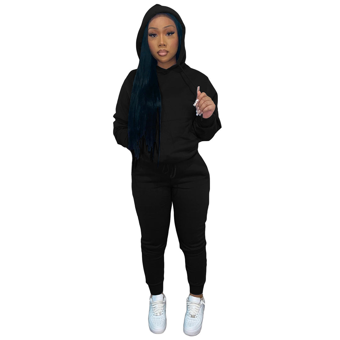 Damen nan Kapuzen-Lounge-Set mit Kängurutasche taillierter Jogginghose und Bündchen Shop Nory