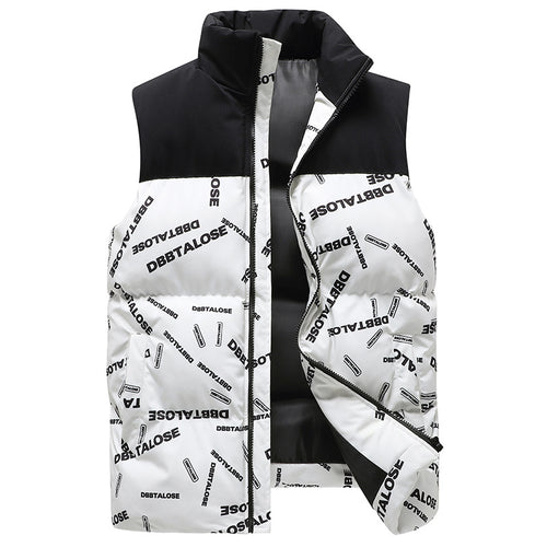 Herren Urban gesteppte Puffer‑Weste mit hohem Kragen, Kontrast-Schulterpartie und Allover‑Logodruck Shop Nory