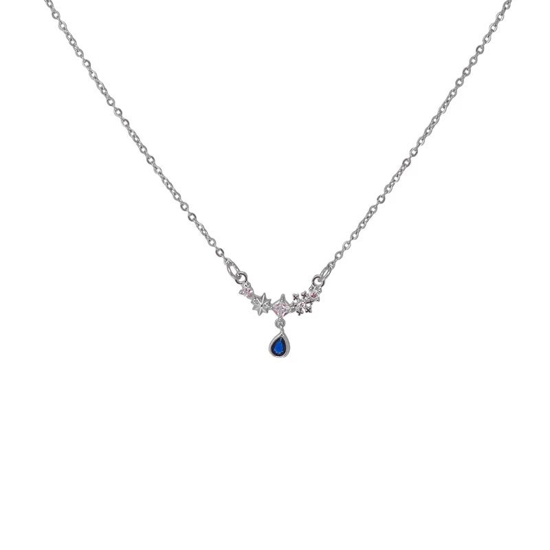 Damen Halskette mit funkelnden Zirkonia und Tropfenanhänger Shop Nory