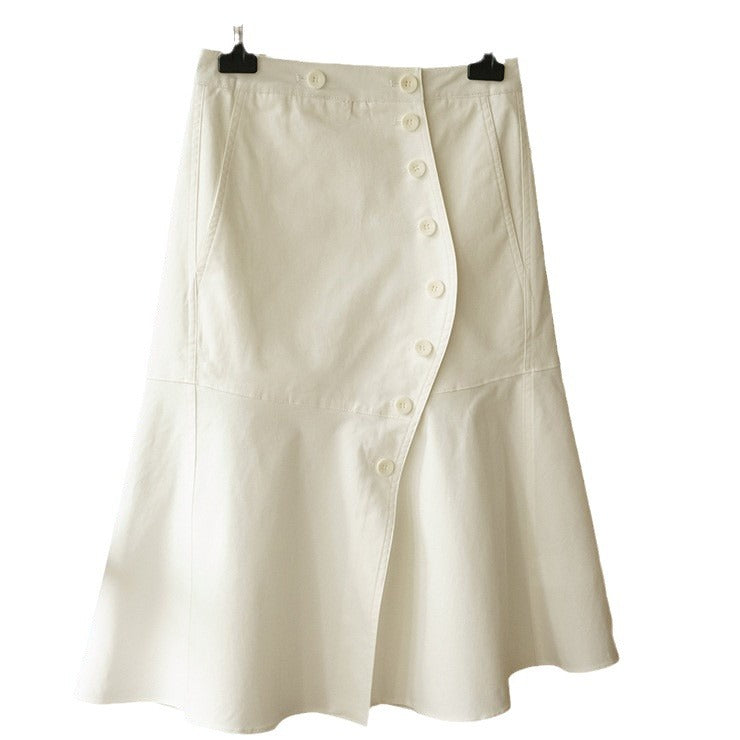 Damen Modischer Midirock mit Knopfleiste und schwingendem Saum Shop Nory