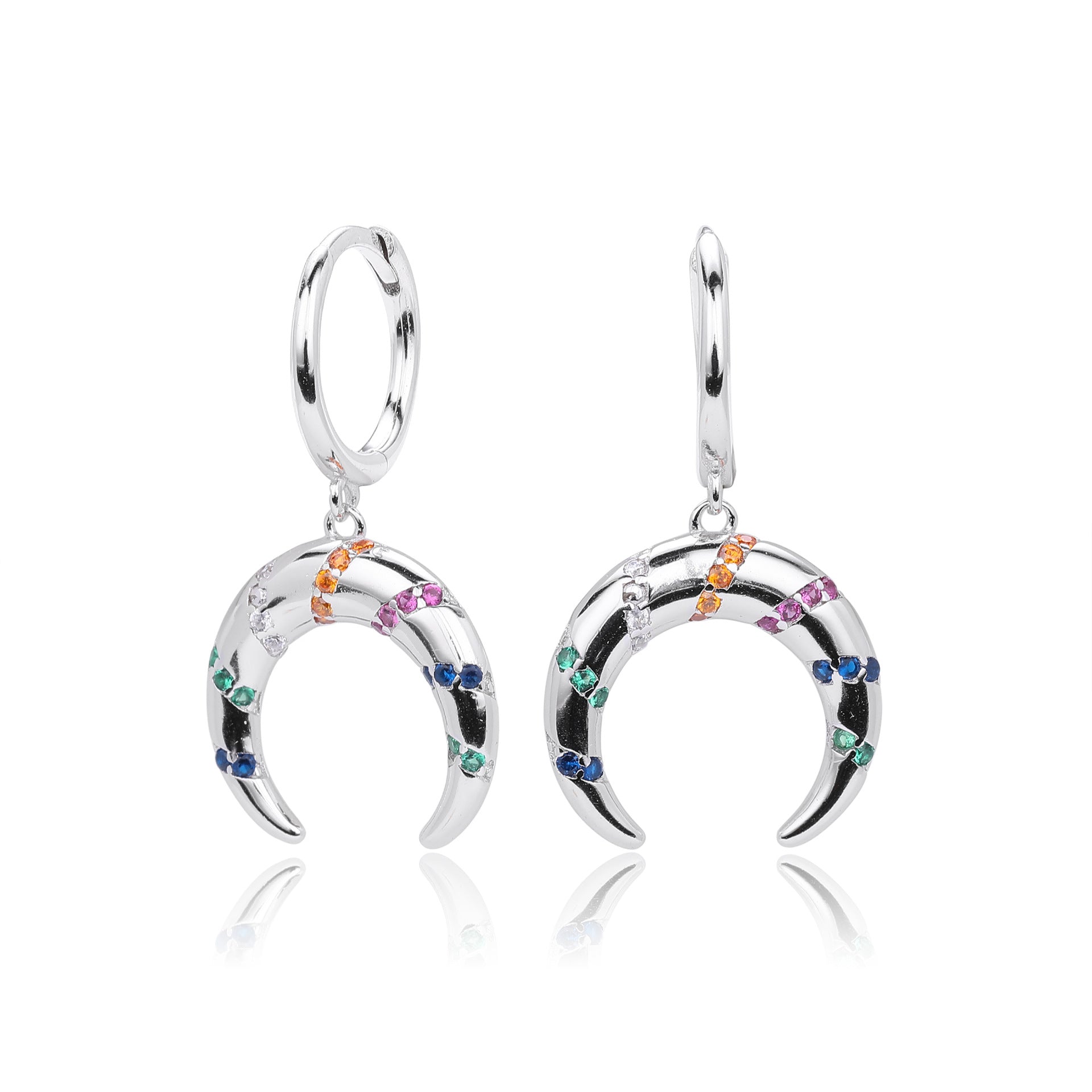 Damen Ohrringe mit buntem Zirkonbesatz aus hochwertigem 925 Sterling Silber Shop Nory