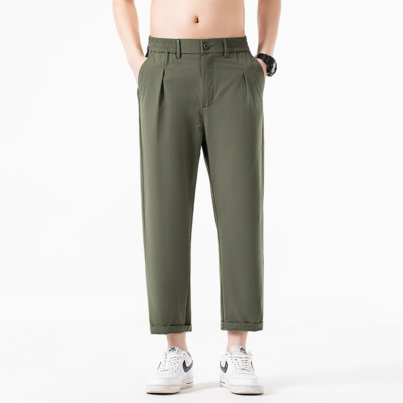 Herren Cropped-Hose mit weitem Bein, halb-elastischem Bund und Bügelfalte Shop Nory