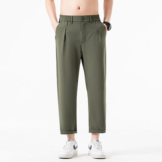 Herren Cropped-Hose mit weitem Bein, halb-elastischem Bund und Bügelfalte Shop Nory