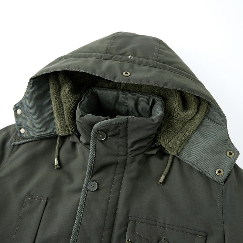 Herren wattierte Parka-Jacke mit Teddyfutter, Kapuze und multifunktionalen Taschen Shop Nory