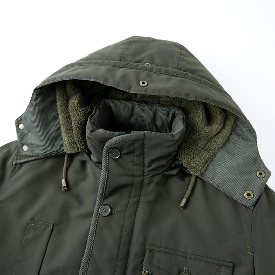 Herren wattierte Parka-Jacke mit Teddyfutter, Kapuze und multifunktionalen Taschen Shop Nory