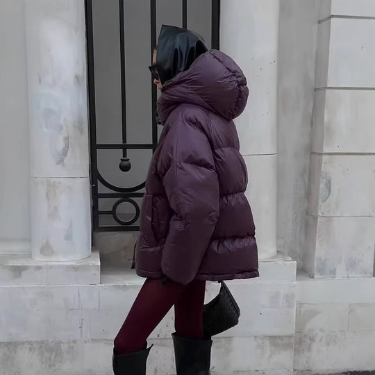 Damen Kurze wattierte Oversize‑Steppjacke mit hohem Stehkragen und Kapuze Shop Nory