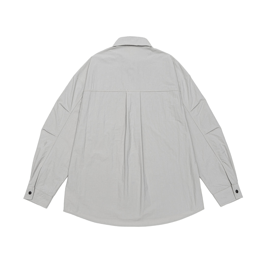 Unisex Leichtes Overshirt im Coach-Stil mit Hemdkragen und Brustprint Shop Nory
