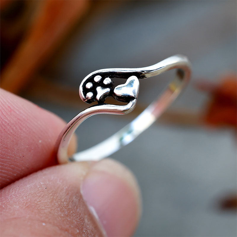 Damenring mit Pfotenmotiv und Herzdesign Shop Nory