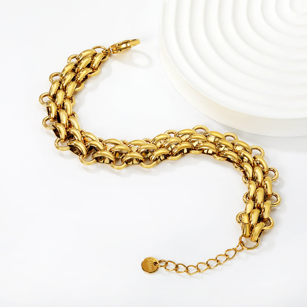 Damen Armband aus hochwertigem Edelstahl mit herzförmigen Anhängern Shop Nory
