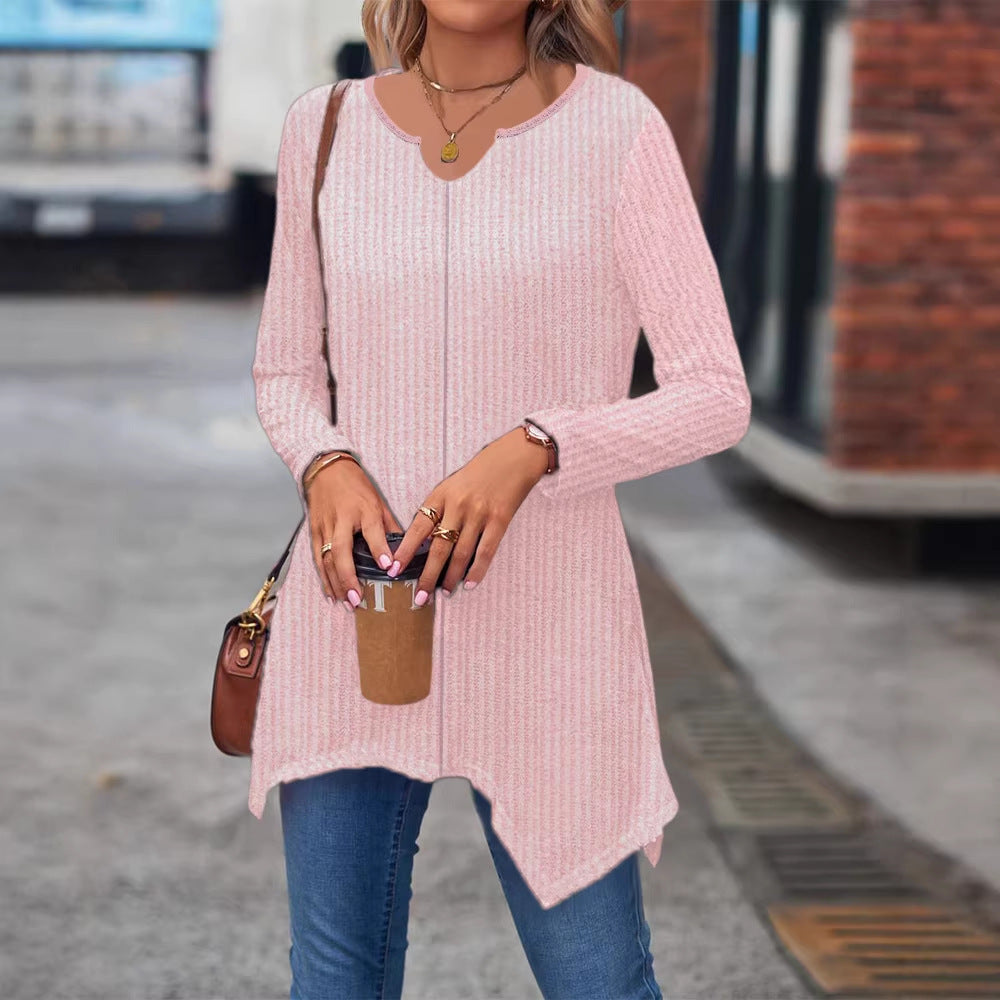 Damen Ripp Longsleeve Tunika mit asymmetrischem Saum Shop Nory