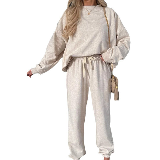 Damen weiches Lounge-Set aus Baumwollmix mit Tunnelzug und elastischen Bündchen Shop Nory