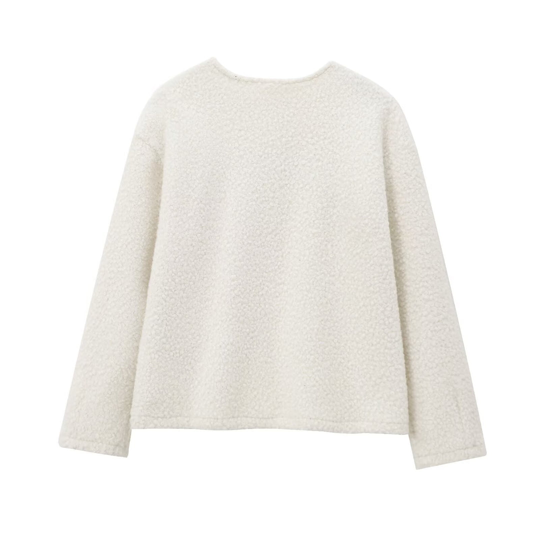 Damen Kuscheliger Bouclé-Pullover mit Rundhals und geradem Saum Shop Nory