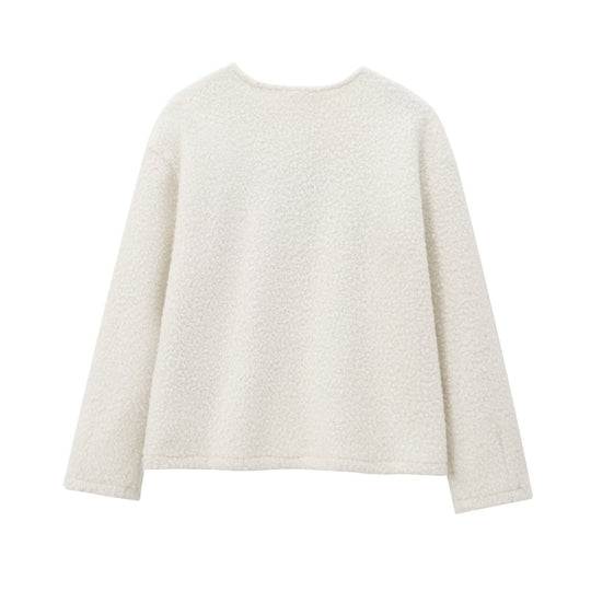 Damen Kuscheliger Bouclé-Pullover mit Rundhals und geradem Saum Shop Nory