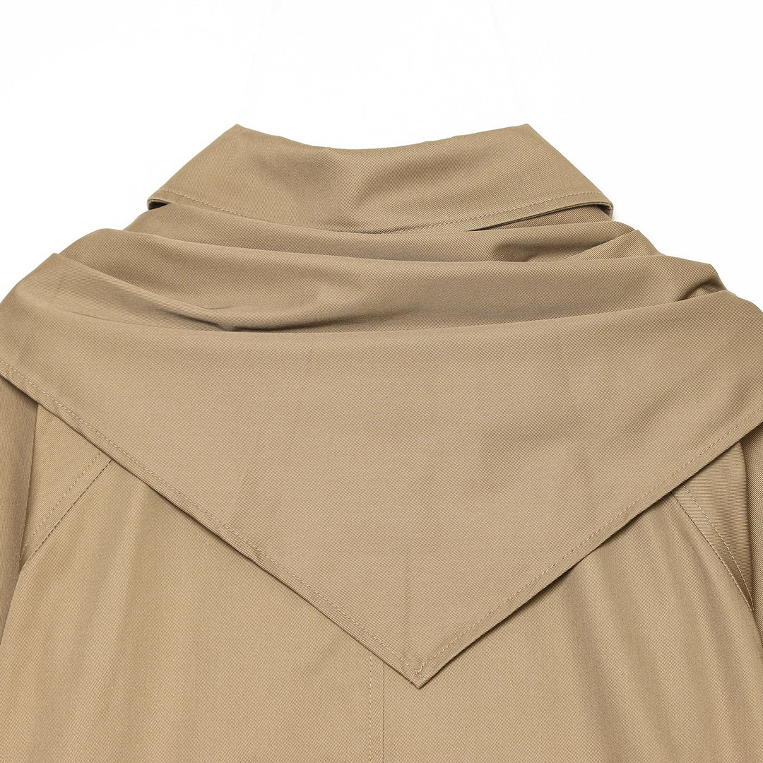 Damen Cropped Trench‑Capejacke mit Schleifenkragen und kastiger Silhouette Shop Nory