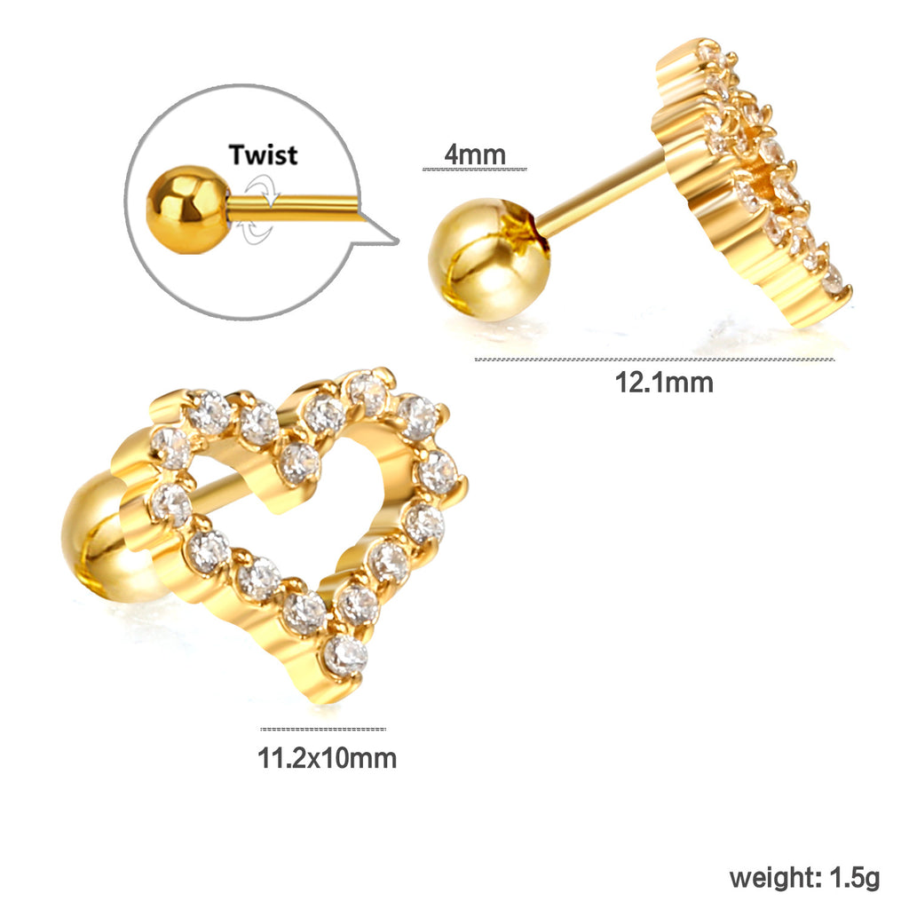 Damen Ohrstecker mit herzförmigem Design und funkelnden Kristallen Shop Nory