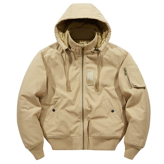 Herren multifunktionale Feldjacke im Bomberstil mit Kapuze und Ärmel-Tasche Shop Nory