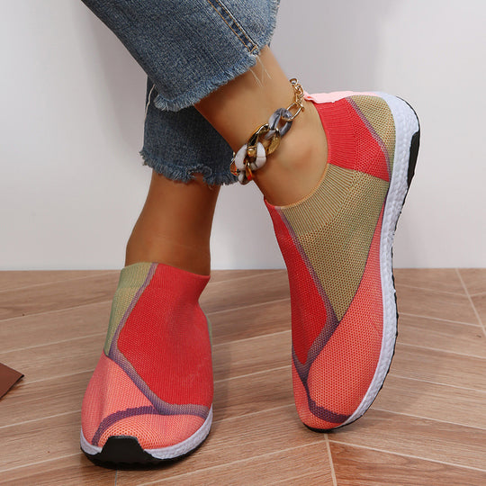 Damen Leichte Strick-Slipper-Sneaker ohne Schnürung mit atmungsaktivem Mesh und gedämpfter Plateausohle Shop Nory