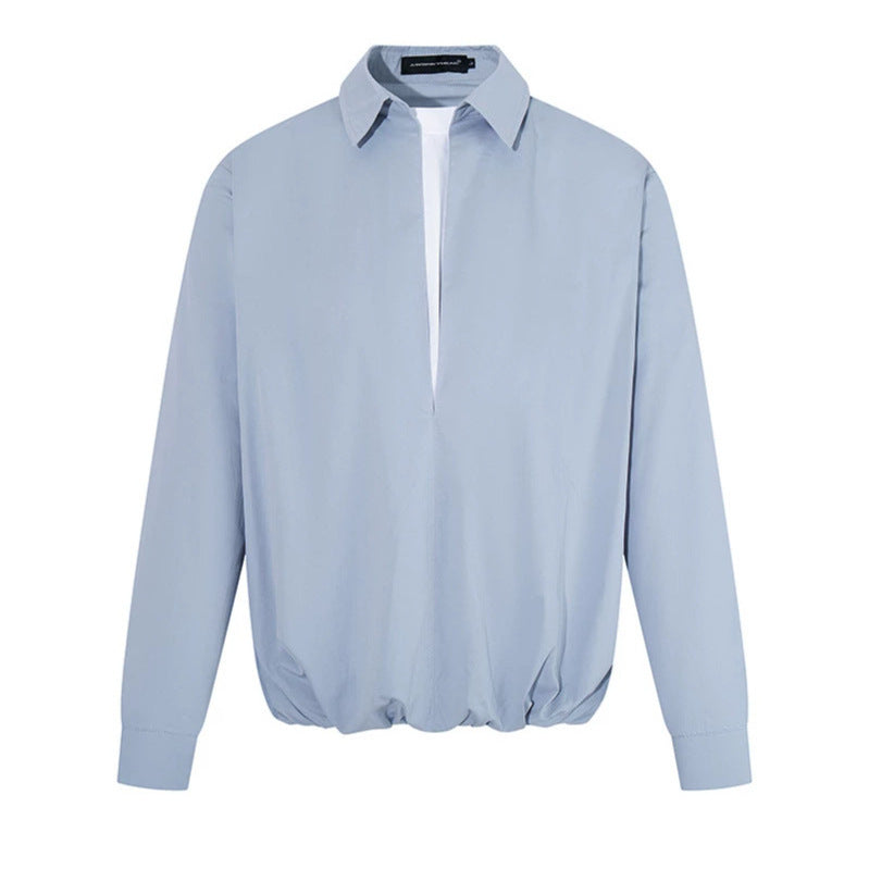 Damen Elegante Bluse mit verdeckter V-Schlitzfront, Hemdkragen und elastischem Saum Shop Nory