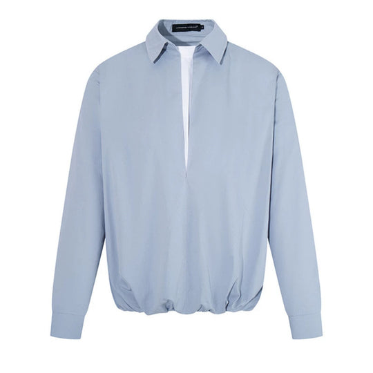 Damen Elegante Bluse mit verdeckter V-Schlitzfront, Hemdkragen und elastischem Saum Shop Nory