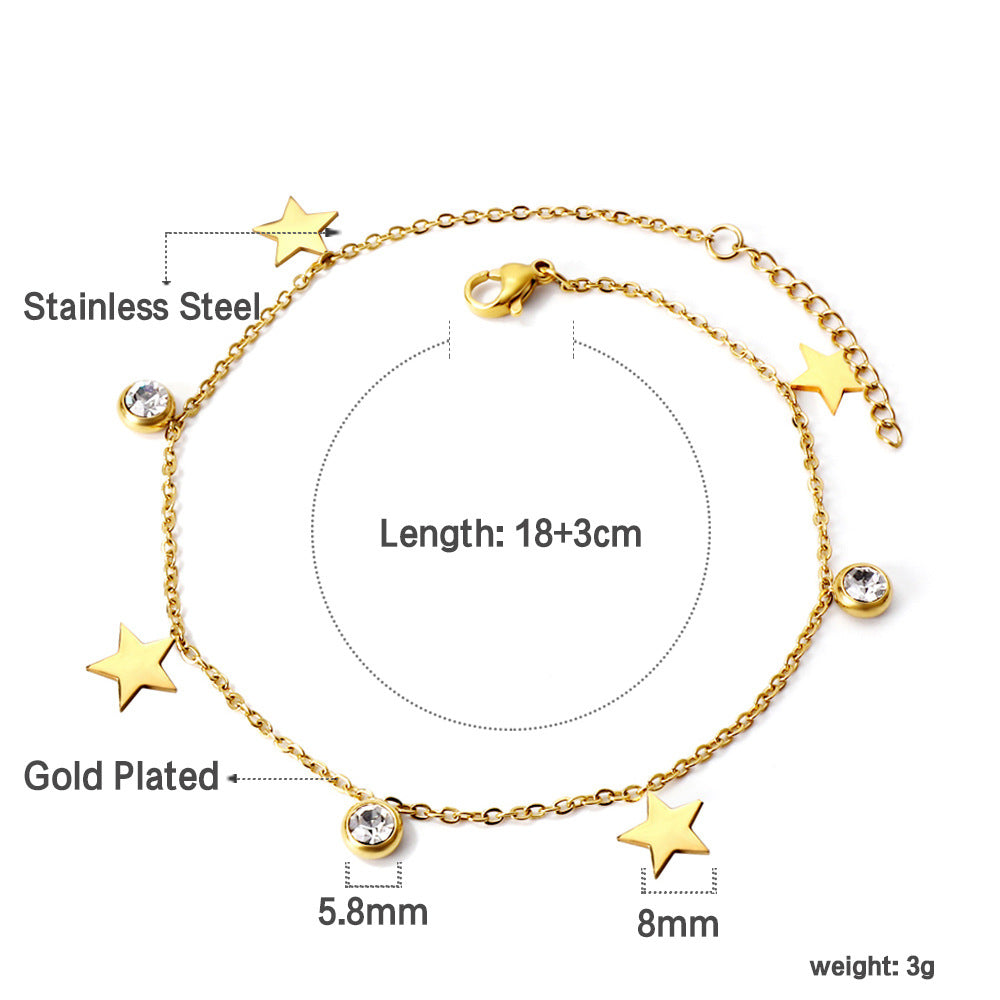 Damen zartes, goldplattiertes Armband mit funkelnden Zirkonia und herzförmigen Anhängern Shop Nory