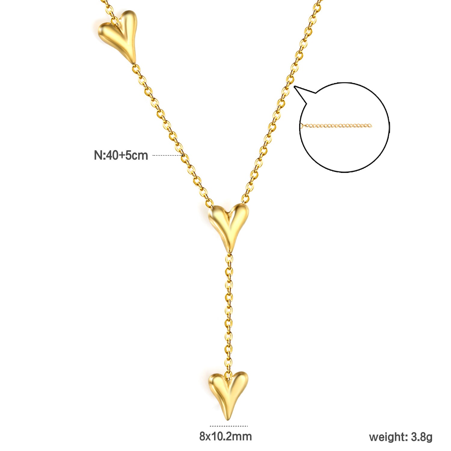 Damen Halskette mit herzförmigen Anhängern und verstellbarem Kettendesign Shop Nory