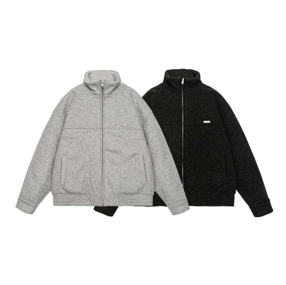 Herren Kurz geschnittene Boxy-Wollfleece-Jacke mit hohem Stehkragen und durchgehendem Reißverschluss Shop Nory