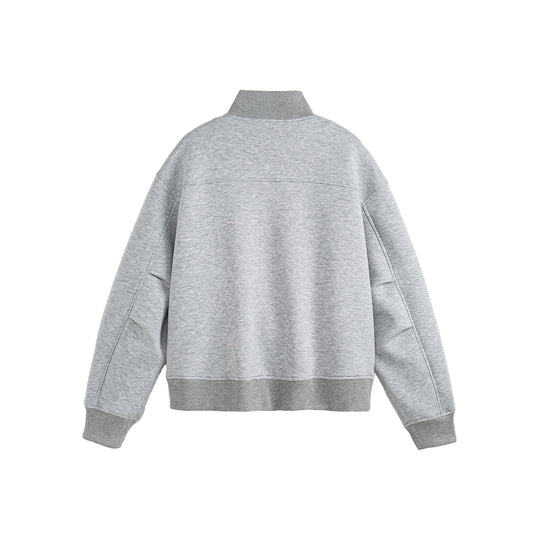 Unisex Boxy-Reißverschluss-Sweatjacke mit Funnelkragen und Rippbündchen Shop Nory