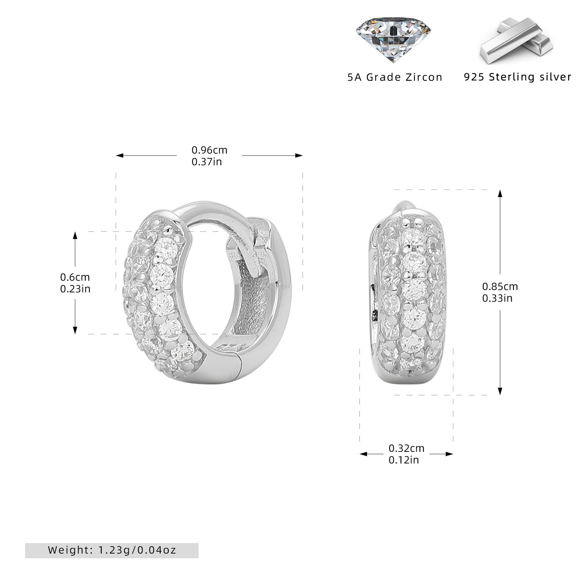 Damen Creolen mit luxuriösem Zirkonbesatz und hochwertigem 925 Sterling Silber Shop Nory
