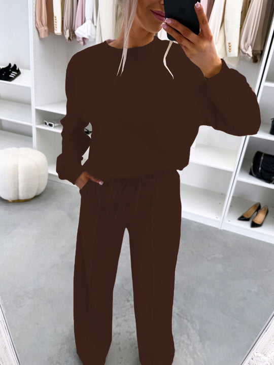 Damen Casual-Loungewear-Set mit Oversize-Batwing-Pullover und weitem Jersey-Hosenbein Shop Nory