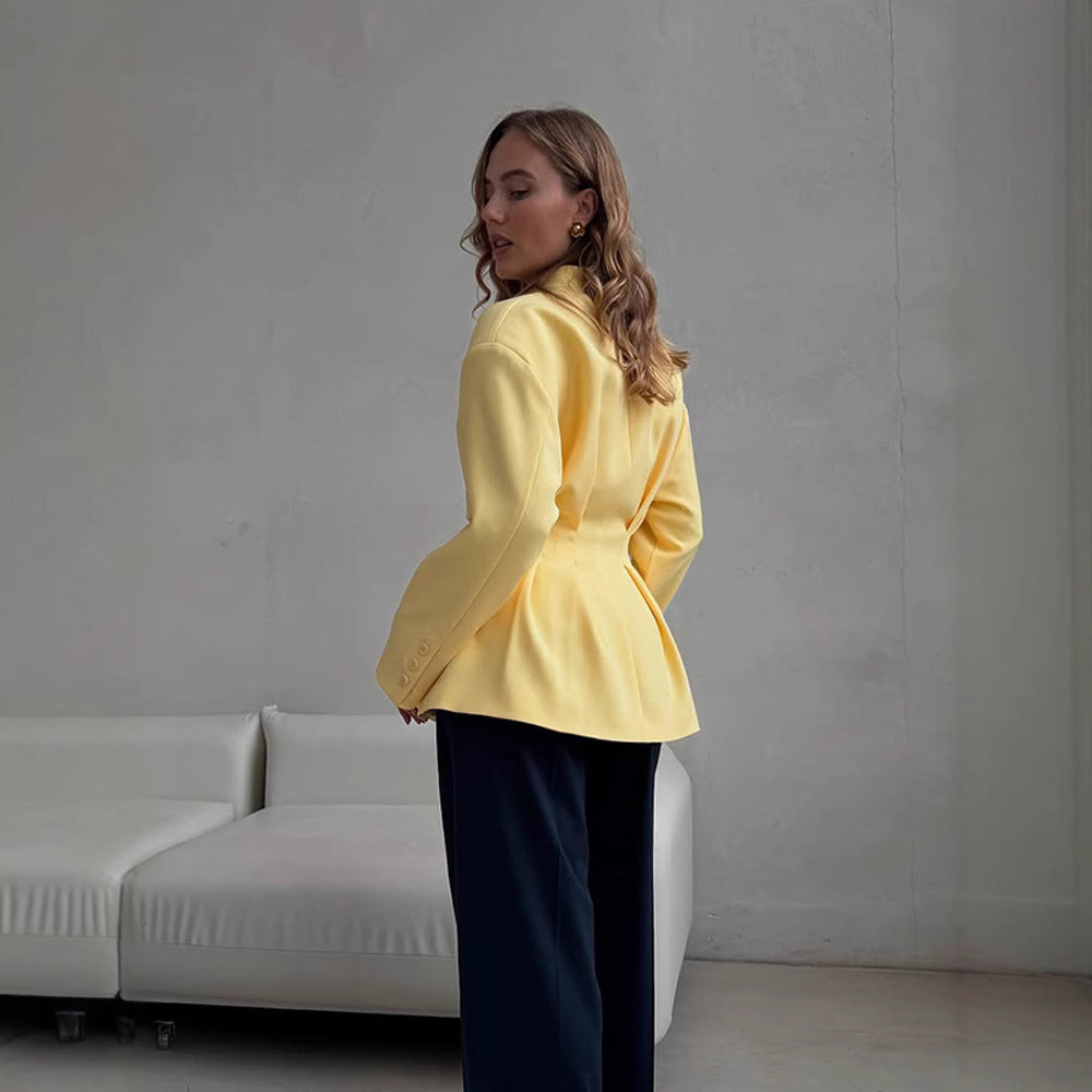 Damen Taillierter Blazer mit Kellerfalten und schwingendem Peplum Shop Nory