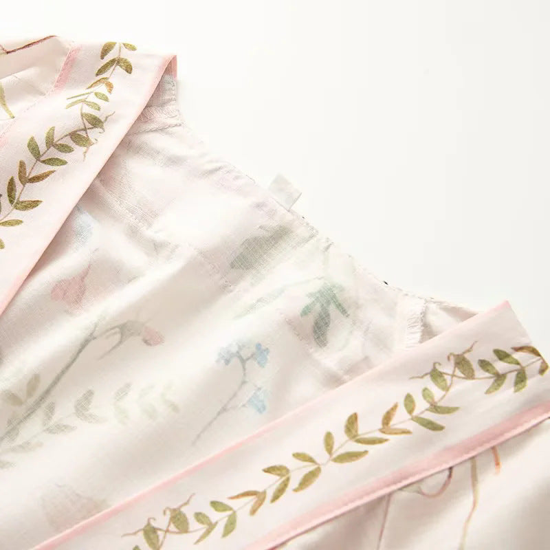 Damen Kimono-Robe mit floralem Muster und Taillengürtel