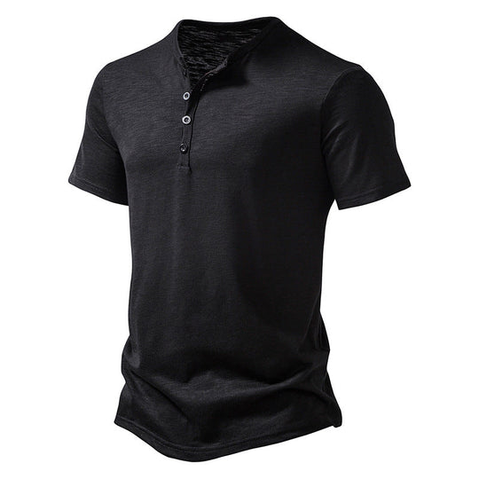 Herren Kurzarm Henley-T-Shirt mit Knopfleiste und atmungsaktivem Material