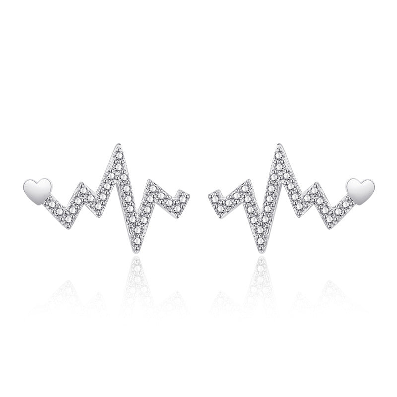Damen Ohrstecker im Herzschlag-Design mit funkelnden Zirkonia Shop Nory