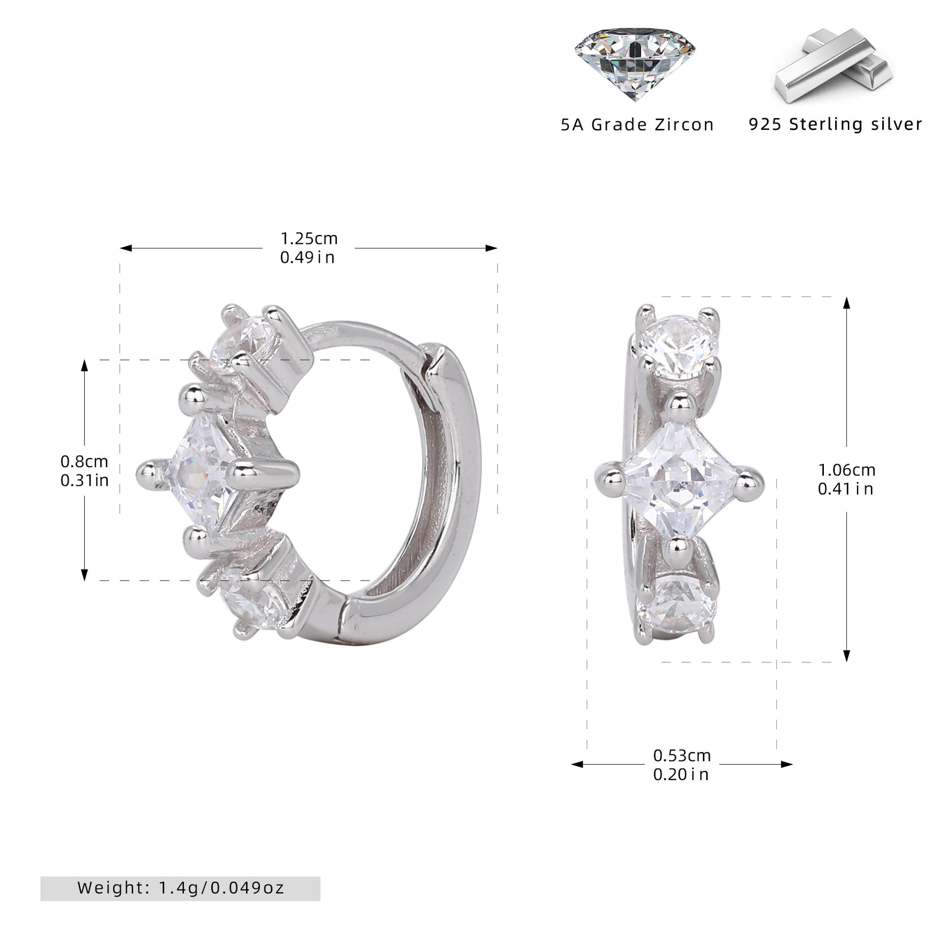 Damen Luxuriöse Ohrhänger aus 925 Sterling Silber mit funkelndem Zirkon Shop Nory