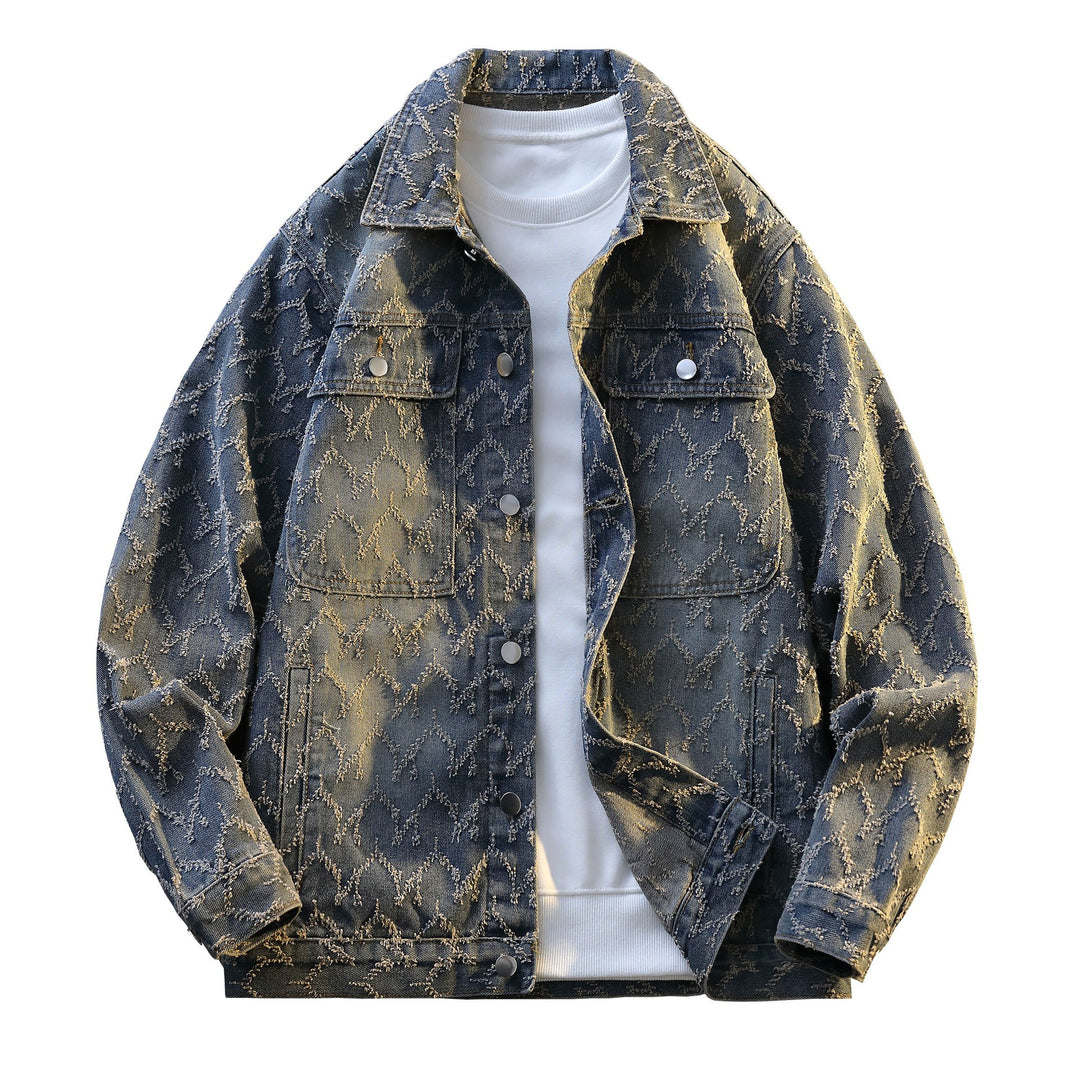 Herren Oversize-Jeansjacke mit gestepptem Allover‑Muster und Brusttaschen Shop Nory