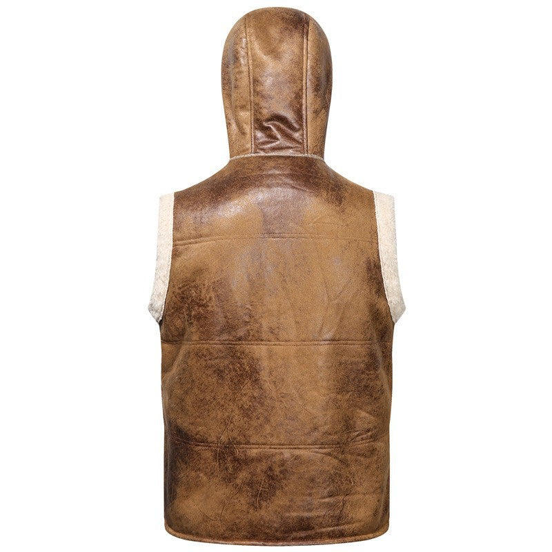 Herren Ärmellose Teddy-gefütterte Kapuzenweste im Shearling‑Look Shop Nory