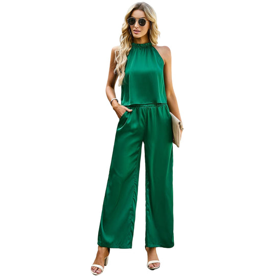 Damen Eleganter Jumpsuit mit Ausgestelltem Bein und Hohem Kragen Shopnory