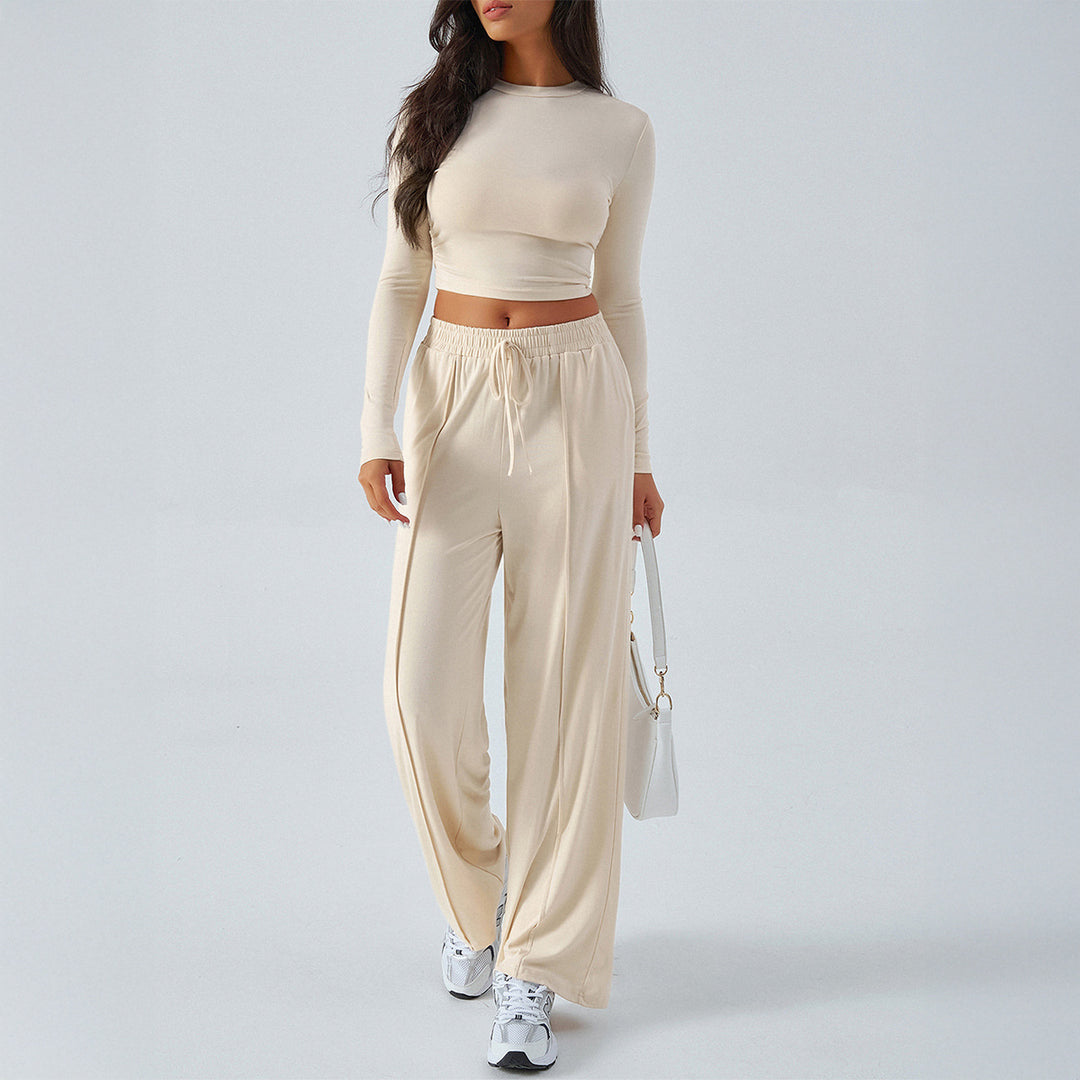 Damen nan weite Loungehose mit elastischem Kordelbund und fließender Jersey‑Qualität Shop Nory