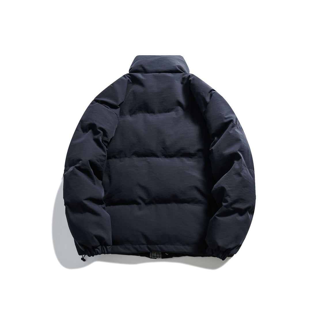 Unisex Kurz geschnittene wattierte Pufferjacke mit hohem Stehkragen und gestreiften Taschenblenden Shop Nory