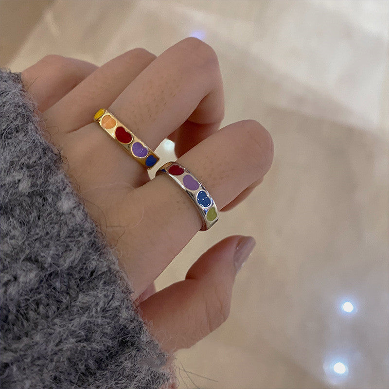 Damen Ring mit buntem Herzdesign Shop Nory