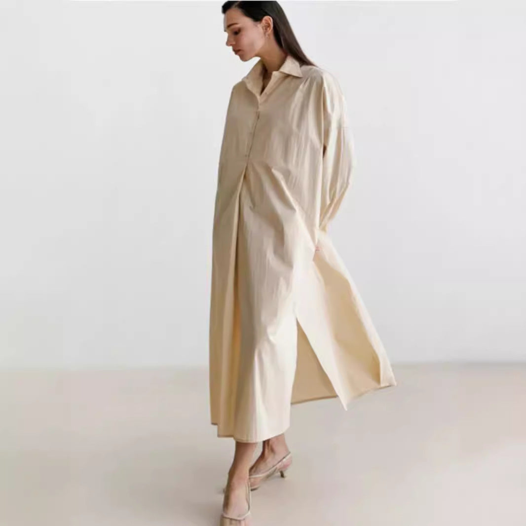 Damen Fließendes Oversize‑Hemdkleid mit Kentkragen, Kimonoärmeln und Seitenschlitzen Shop Nory