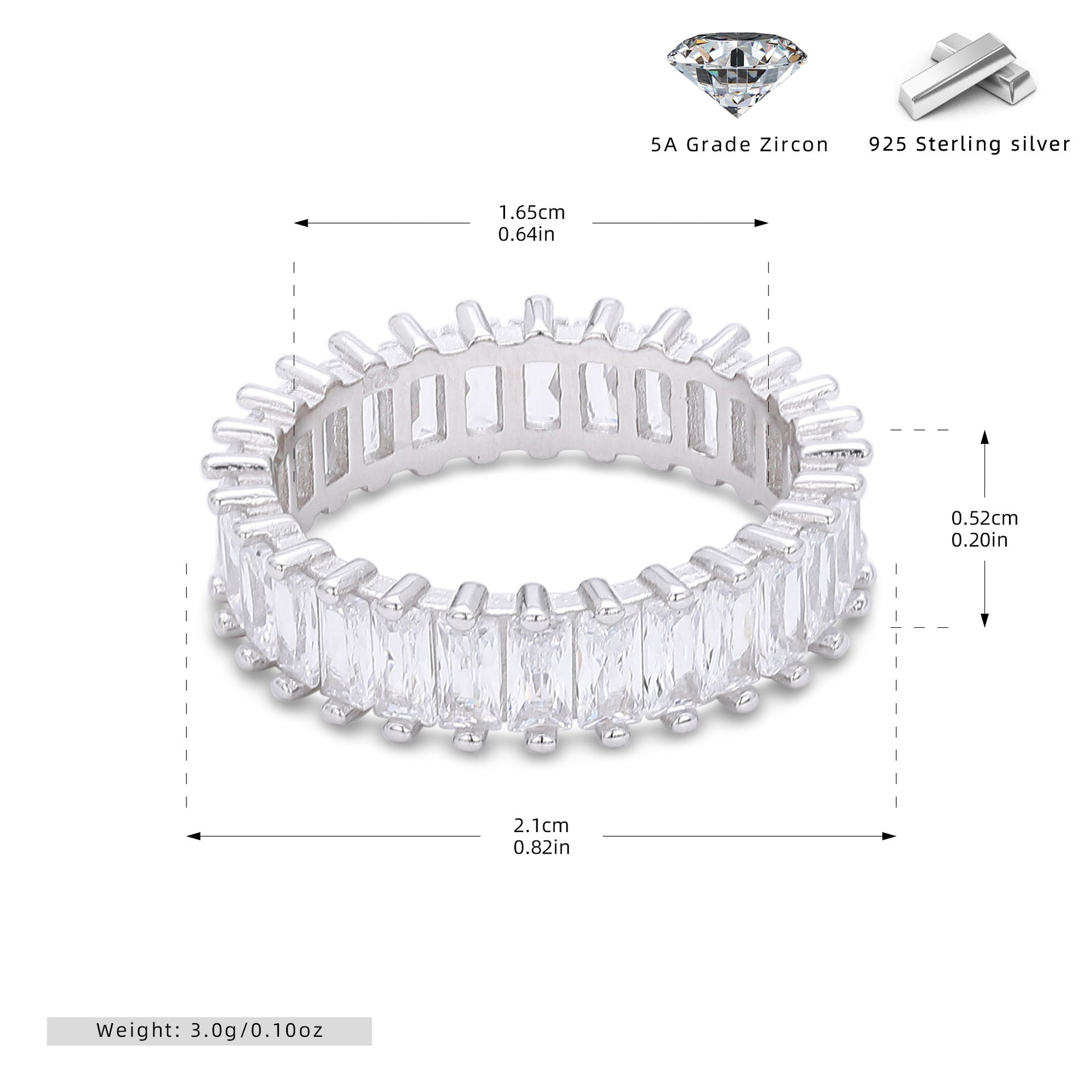 Damen Ring mit luxuriösem Zirkonbesatz aus hochwertigem 925 Sterling Silber Shop Nory