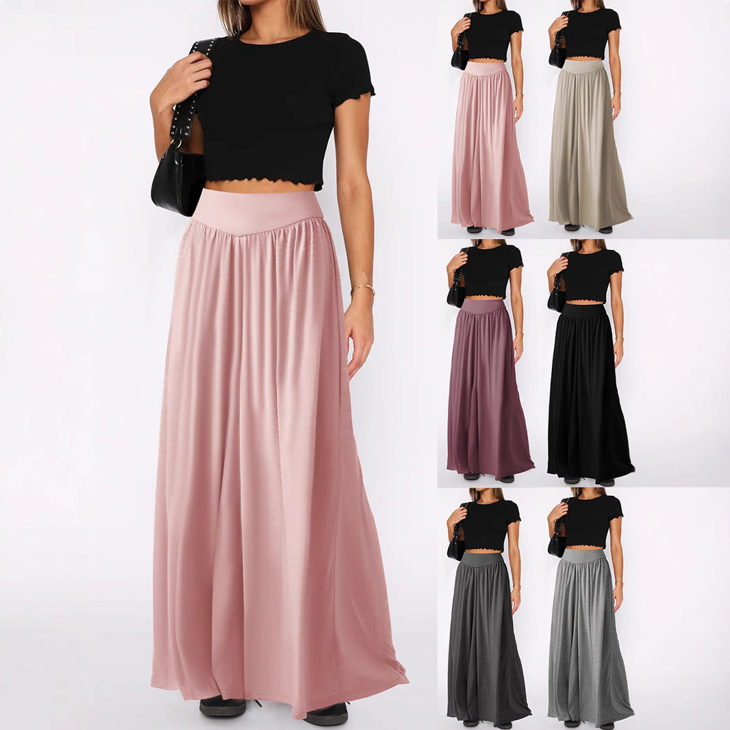 Damen weite Jersey-Hose mit hohem Bund