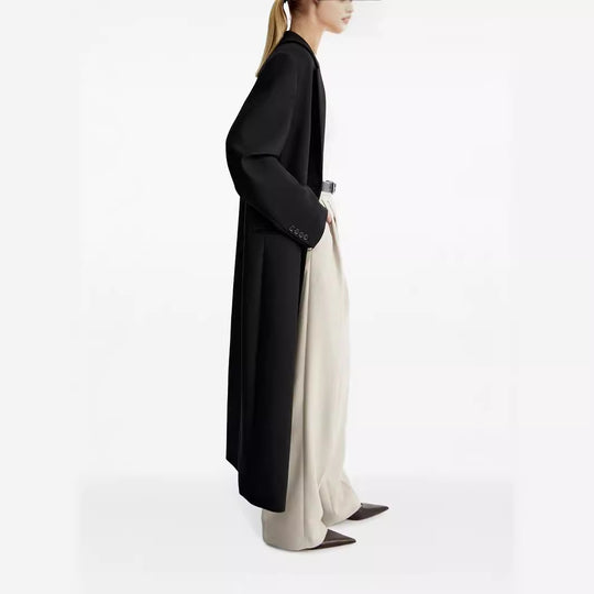 Damen lang geschnittener einreihiger Oversize-Mantel mit schmalem Revers Shop Nory